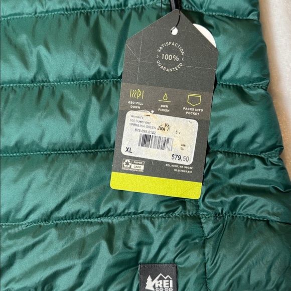 Women’s REI Spirulina Green 650 Down Vest, NWT - Picture 3 of 13